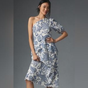 FARM Rio One-Shoulder Eyelet Midi Dress Small NWT